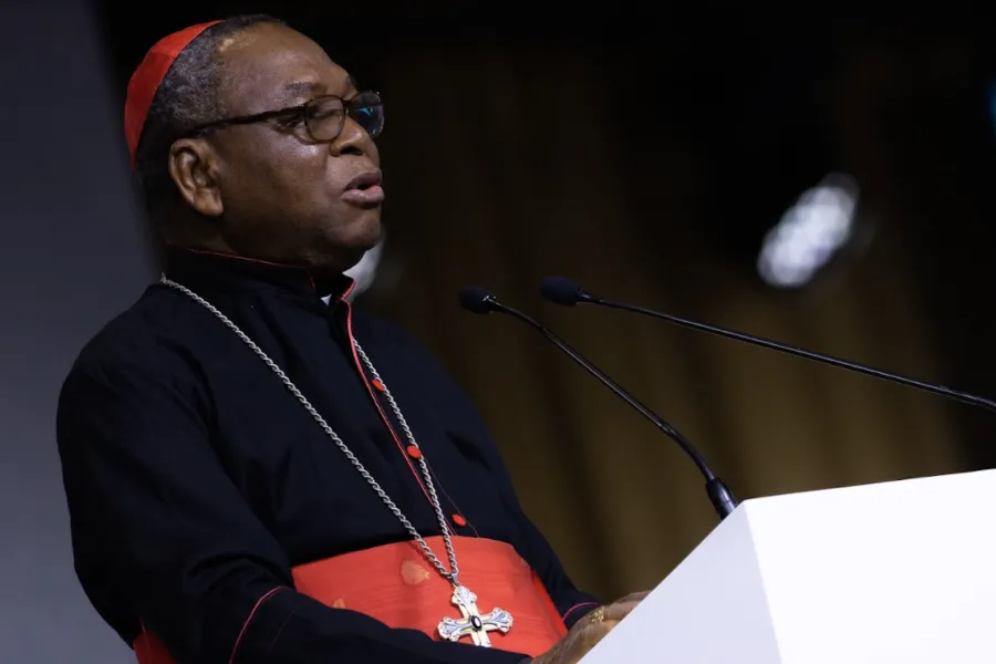 Nigerian Cardinal John Onaiyekan speaks at the International Eucharistic Congress in Budapest, Hungary, Sept. 9, 2021.?w=200&h=150